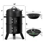 Black Stainless Steel Sokeless Charcoal Barbecue Grill 44*53*80cm Vertical 3 in