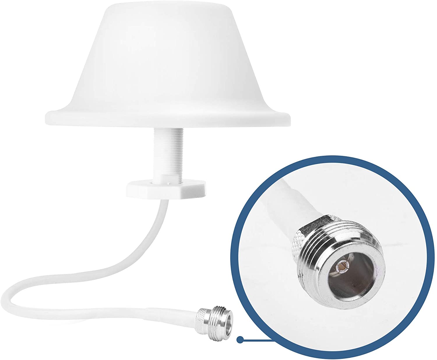 N Female White RG58 Cable 700MHz-2700MHz 5dBi Ceiling Antenna For Repeater
