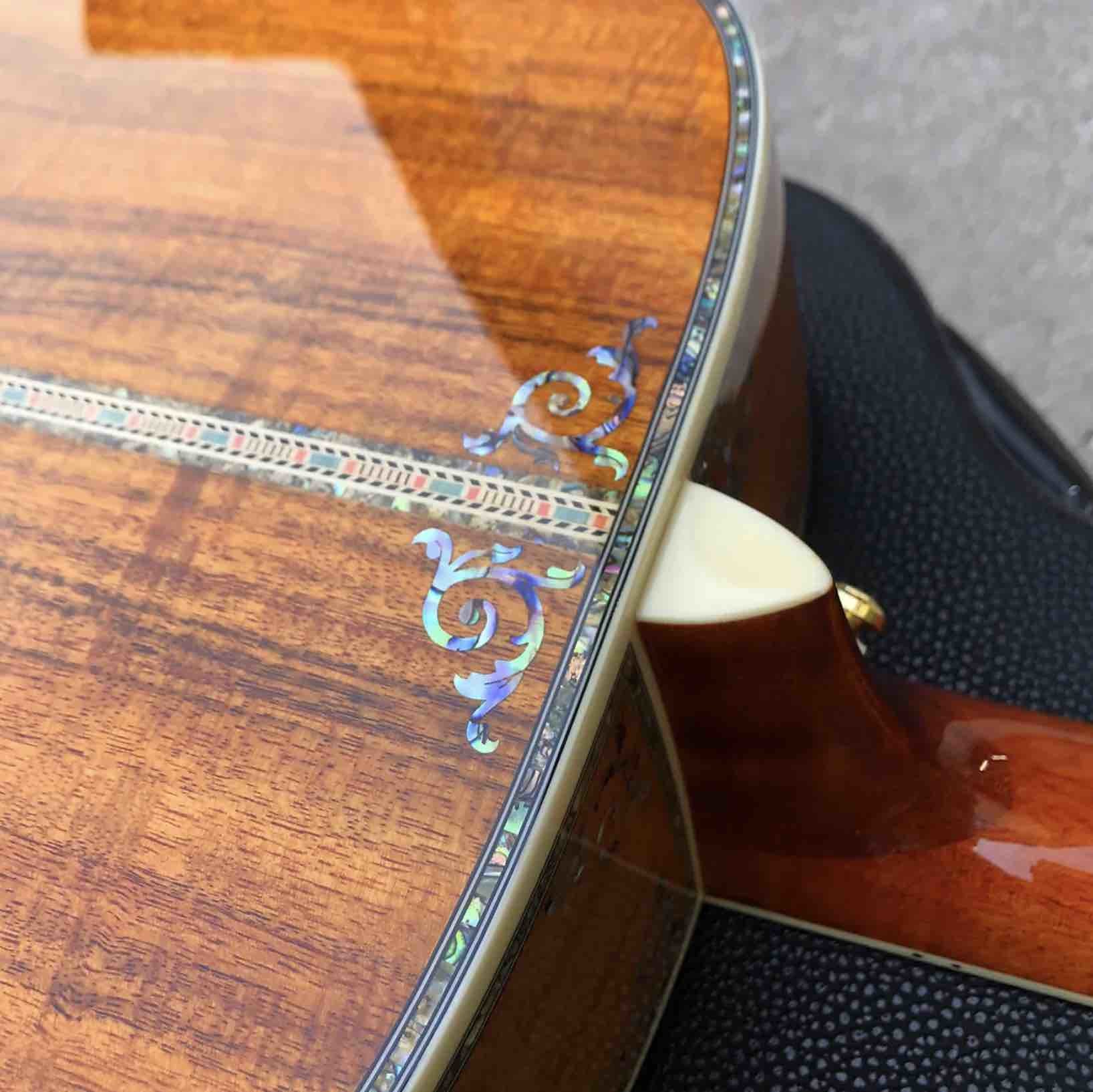 Factory KOA wood classic acoustic guitar,Life tree Ebony Fingerboard,Abalone inlays and binding,China 41 inchs acoustic