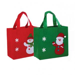 Wholesale 2021 new hot selling  Christmas Santa  felt tote bag reusable woman  shopping bag handle bag for Christmas gift from china suppliers