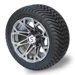 12'' Machined/Gunmetal Golf Cart Wheels And 215/35-12 DOT Street Tires