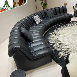 Wholesale Luxury Black Leather Curved Piano Sofa Large Lobby Set For Hotel Villa from china suppliers