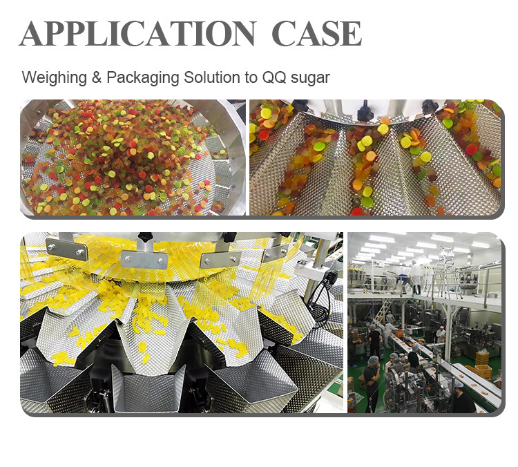 20 Head 1.6L 2.5L Multihead Weigher For QQ Sugar Chocolate Bean Dried Fruit