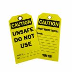 Plastic Caution Tag Vinyl Rectangle Yellow Safety Tag