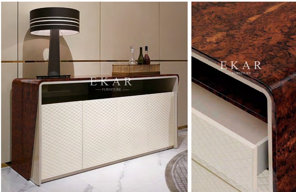 Modern Dining Room Cabinet Italian Design Veneer High Gloss Sideboard W006D7