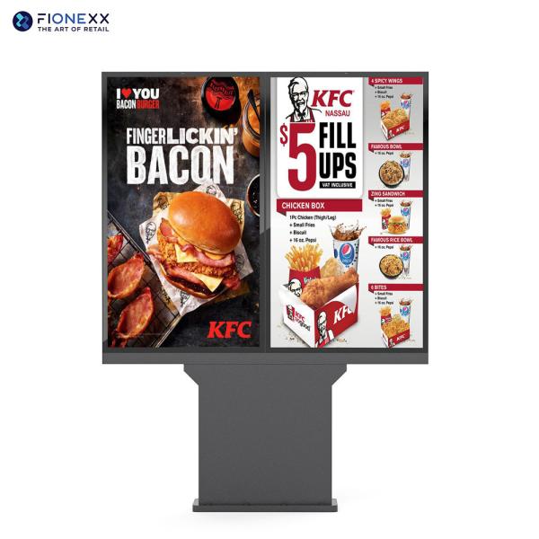 Digital Signage 55 Inch Outdoor Drive Thru Menu Board Display For Outdoor