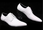 White Leather Men'S Wedding Dress Shoes Comfortable / Breathable / Warm With