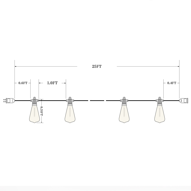 Outdoor Patio String Lights ST38 Edison Style Frosted Bulb String Lights Garden Backyard Party Wedding Outdoor String Lights