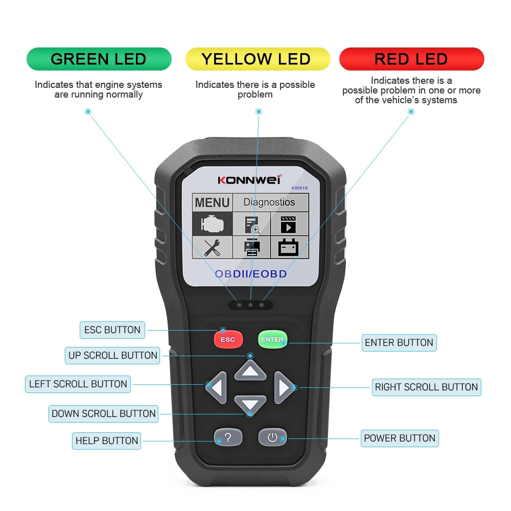Multi - Functional Car Battery Voltage Tester KW818 Car Battery Diagnostic Tool System Free Upgraded