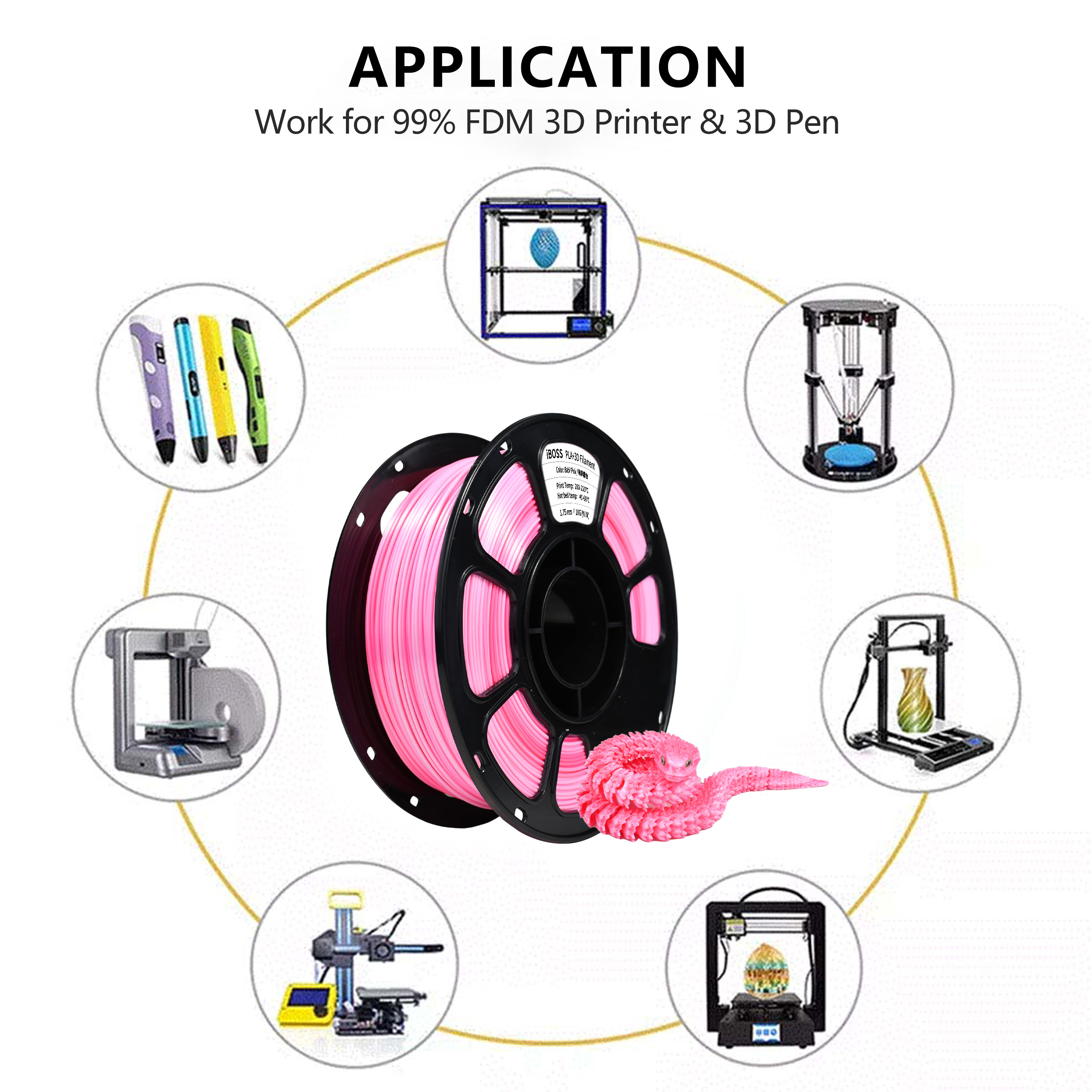 iBOSS PLA+ High Quality Dual Color Silk Babi Pink 1.75mm Toughness Enhanced 3D Printer Filament