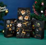 Rectangle 40gsm-150gsm Custom Cardboard Bags Bronzing Christmas Paper Bags With