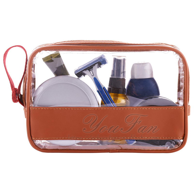 Zip Top PVC Cosmetic Toiletry Bag With PU Trim Custom Service Support