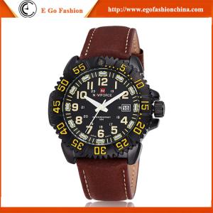 Wholesale Brown Black Genuine Leather Band Watch Stainless Steel Back Sports Watch Date Watches Man from china suppliers
