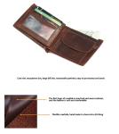 Top Grain Real Leather Vintage Designer Slim Laser Engraving RFID Men's Leather