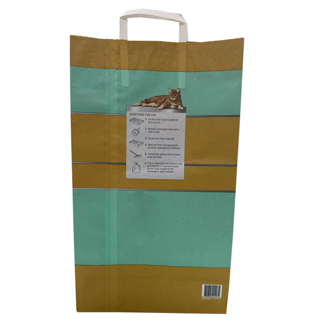 6L 10L 12L Kraft Paper Packaging Bags Custom Paper Cat Litter Bags