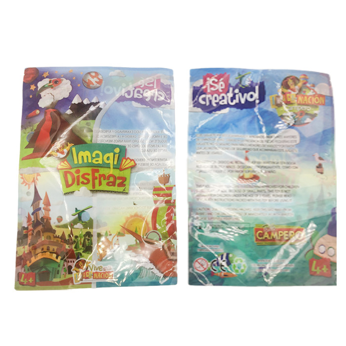 Free Samples Clear Window Heat Press Flap Plastic Bag for Toy Bag for Safe Children Products Custom Cartoon Printing