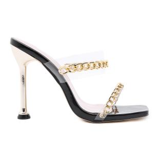 Wholesale Sexy Metalic Chained Women High Heeled Shoes Transparent Heel Slippers from china suppliers
