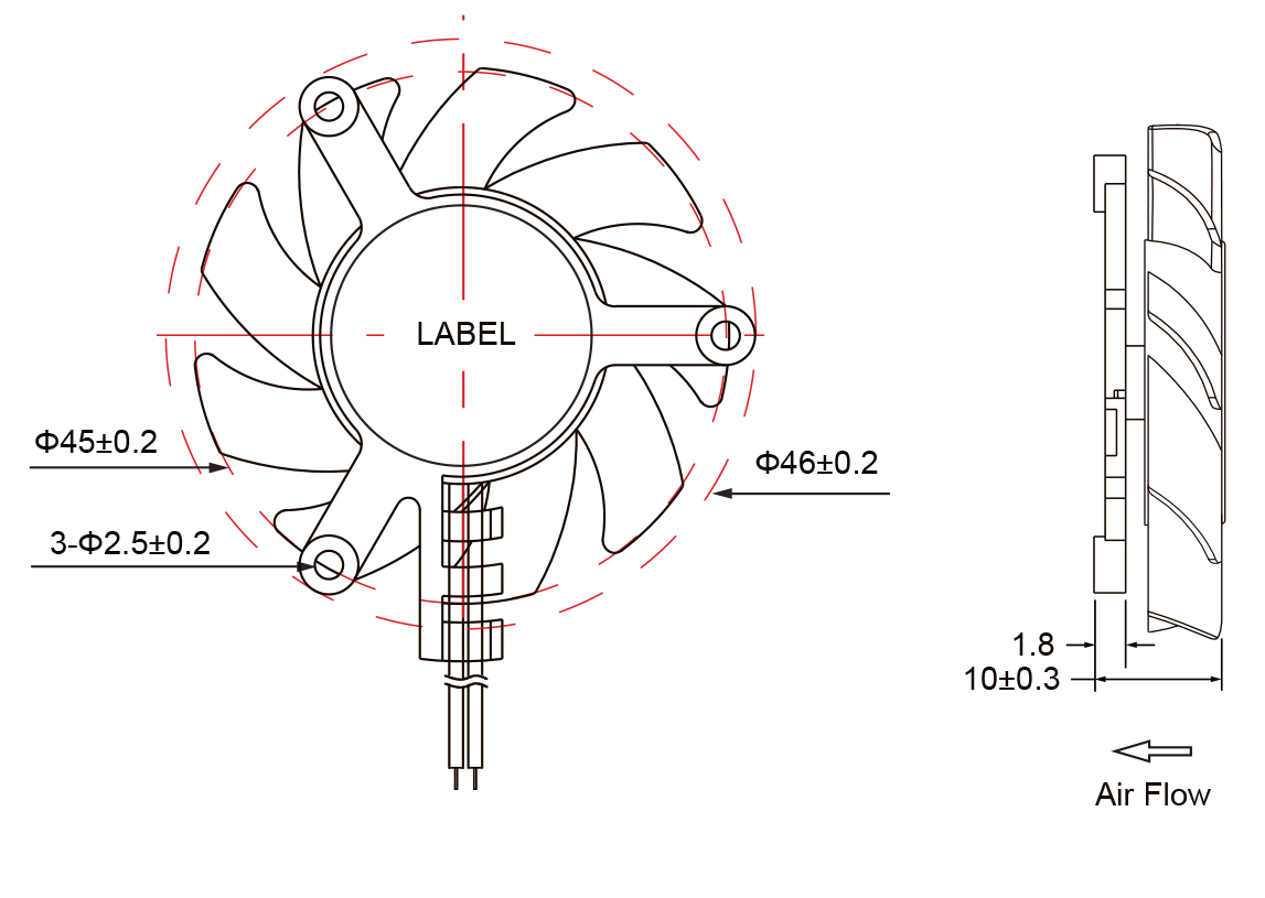Graphic Card Bracket Cooling Fan 5010 46x10mm Frameless 20-32dBA