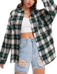 Fashion Women′s Flannel Plaid Shirt Button-Down Regular Fitted Long-Sleeved