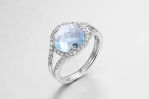 Wholesale Blue Gemstone Sterling Silver Rings For Women Lightweight 2.5g Blue Stone Jewelry from china suppliers