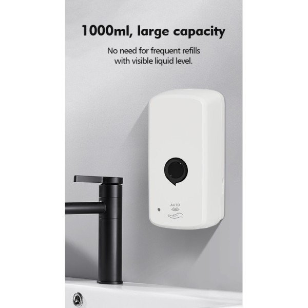 Touchless Automatic Foam Soap Dispenser with 1000ml Capacity Wall Mounted Installation and ABS Plastic Material