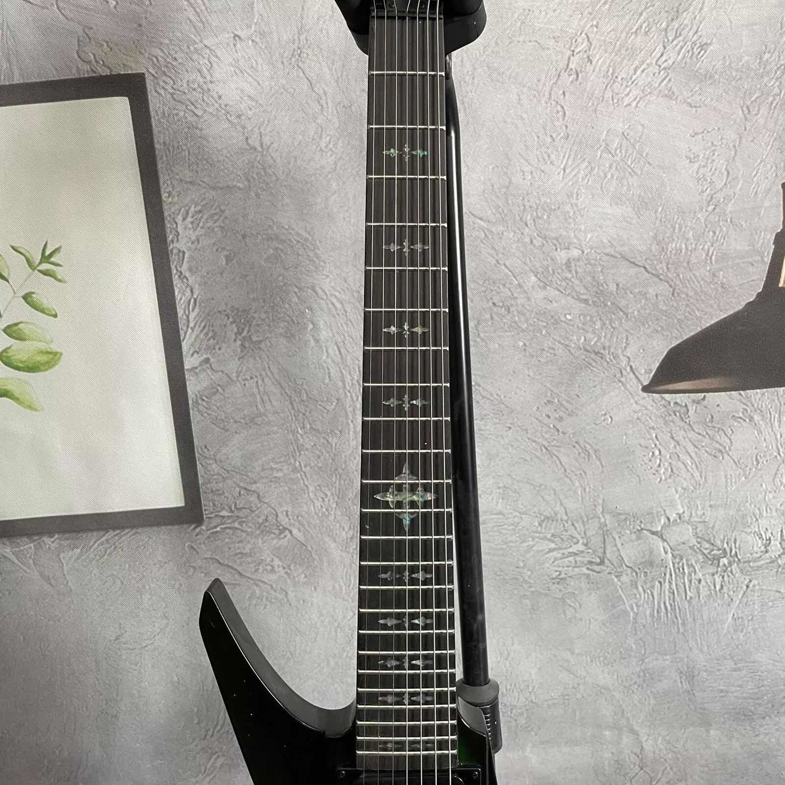 Customized Left-Hand Bird of Prey Electric Guitar H-H Pickup Flamed Green Burst
