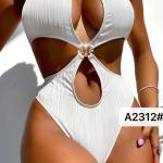 Sexy One Piece Bathers Womens Solid Color High Waist 1 Piece Suit Ladies