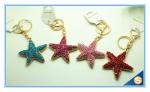Rhinestone metal Starfish Keychain Attachment Cute Metal Keychain For Women's