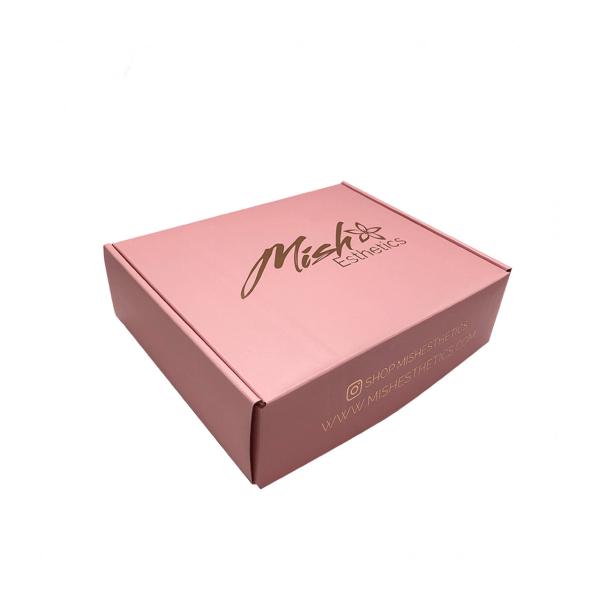 Customizable Pink Gold Hot Stamp Logo Clothes Cardboard Mail Box Cardboard