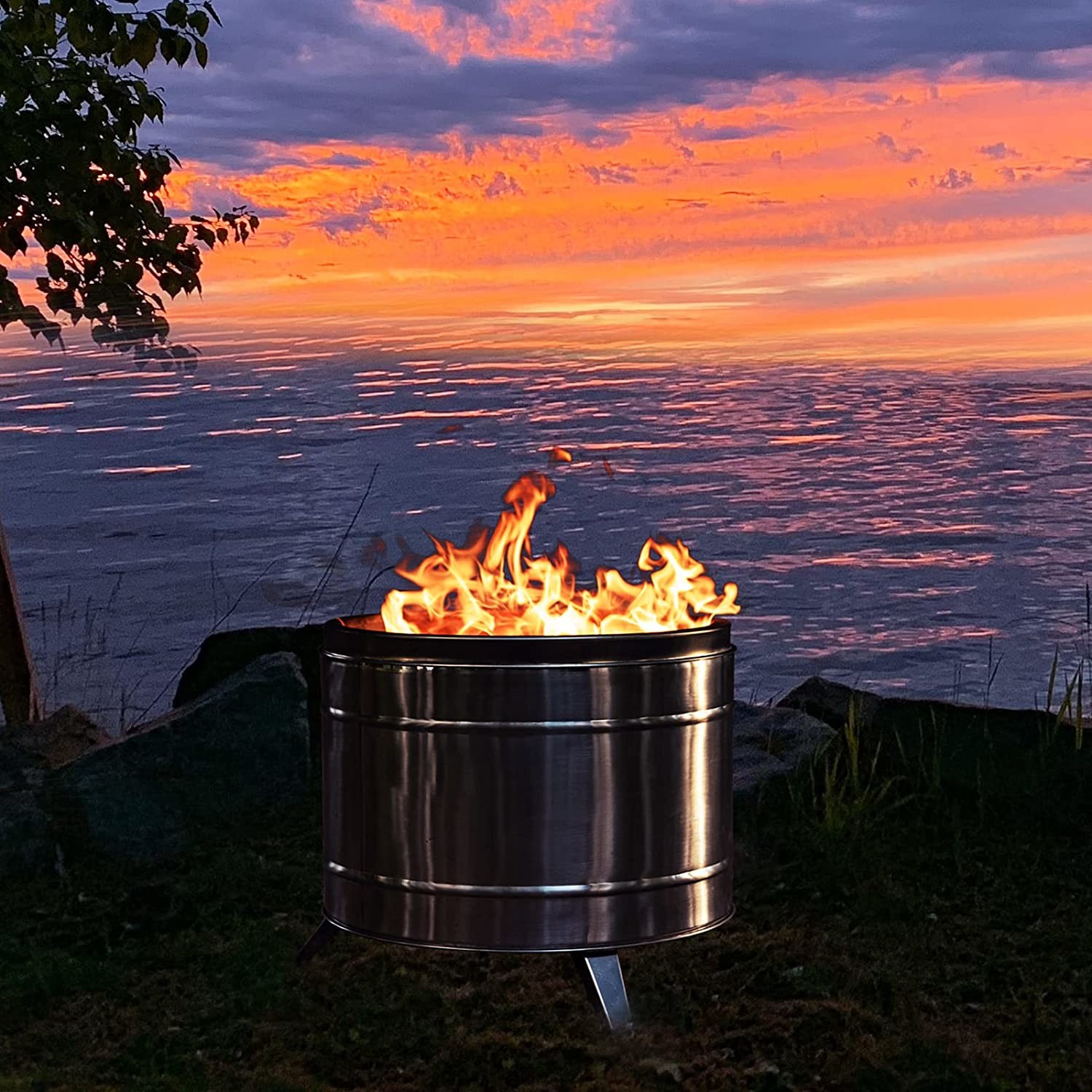 Wood Burning 304 Stainless Steel Portable Smokeless Fire Pit Bonfire Support Laser Cutting