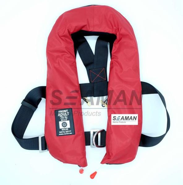 EC / MED Approval 150N Orange Red Double Air Chamber Inflatable Life Jacket With