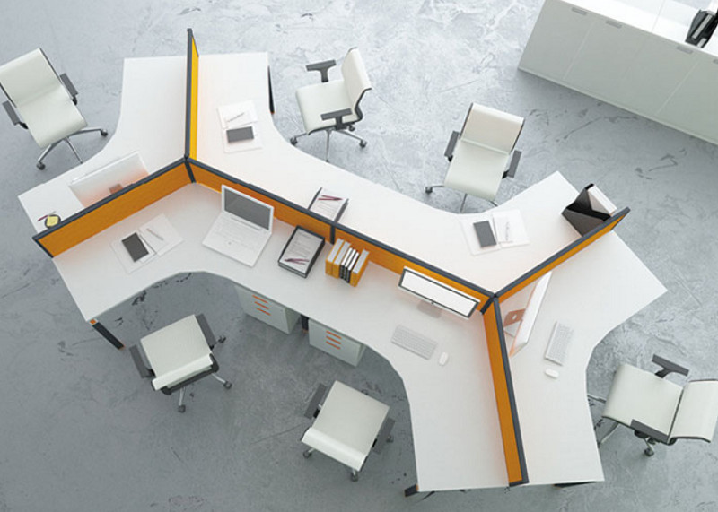 4 Seat Office Furniture Partitions With Powder Coated Finish 5 Years Warranty
