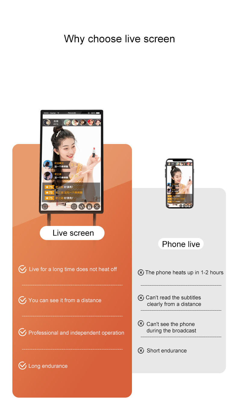 Mobile Projection Live Broadcast Touch Screen Signage Interactive 32 Inch