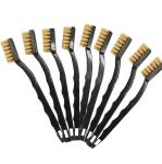 Cleaning Steel Wire Brush Set With Brass And Nylon Bristles Curved Handle