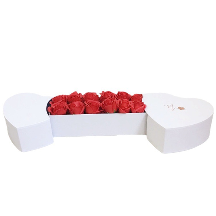 Creative Double Heart Shaped Flower Box Love Drawer Gift Packaging Box for OEM Service