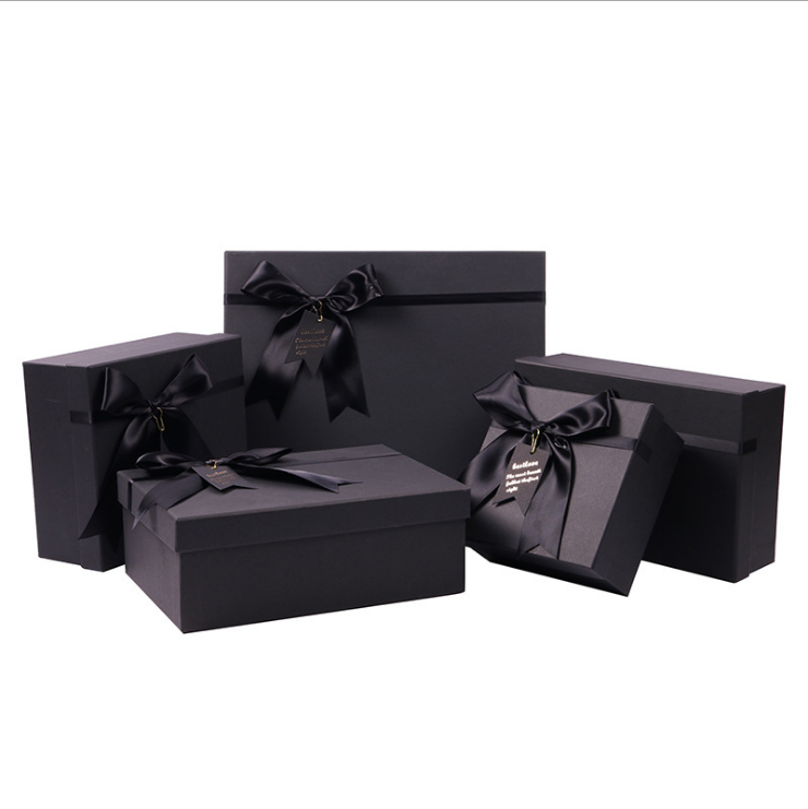 Customized Logo Folding Gift Box With Ribbon Closure Degradable Card Paper Material