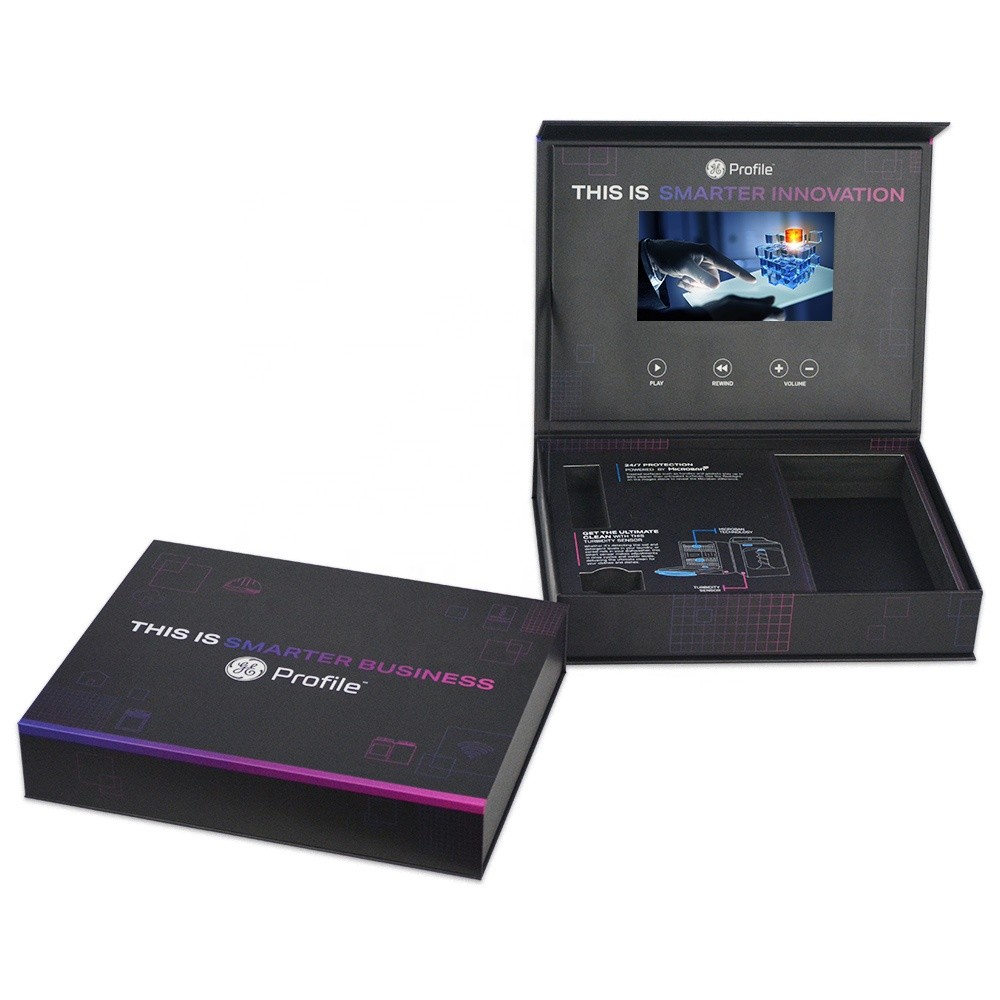 Custom print LCD video direct mailer box, 7 inch screen LCD video box for new product promotion demo