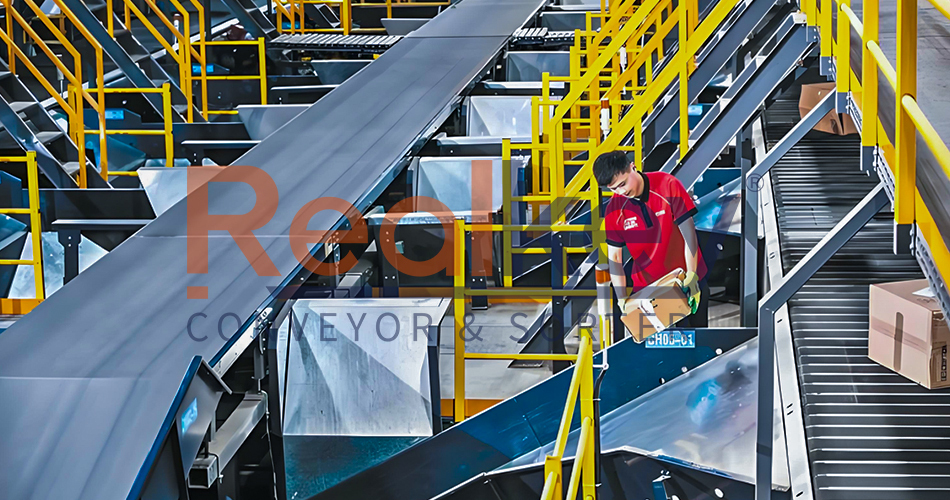Metal Narrow Belt Sorter Sorted Foam Boxes / Woven Bags / Flexible Packages