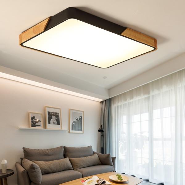 Square Wood veneer ceiling light fixtures for ndoor home Lighting Fixtures (WH