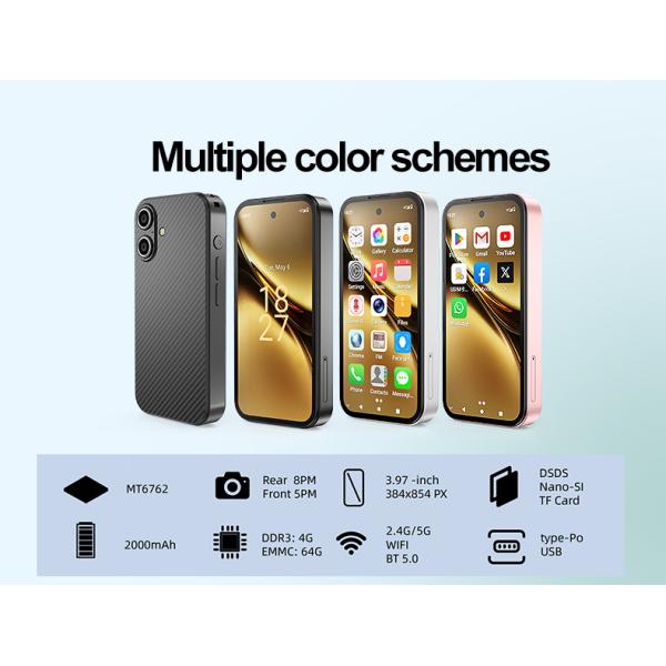 Android 12.0 Operating System SOYES Q333 4+64GB Smartphone with WIFI 2.4G/5G Face ID 4G LTE Type-C OTG 3.58'' Screen