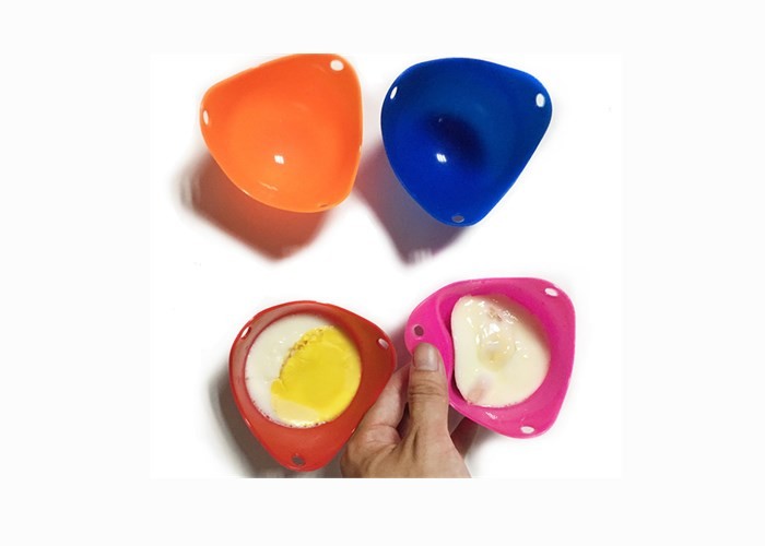 Non Toxic Non Shell Silicone Egg Steamer , Reusable Silicone Egg Poacher Cups