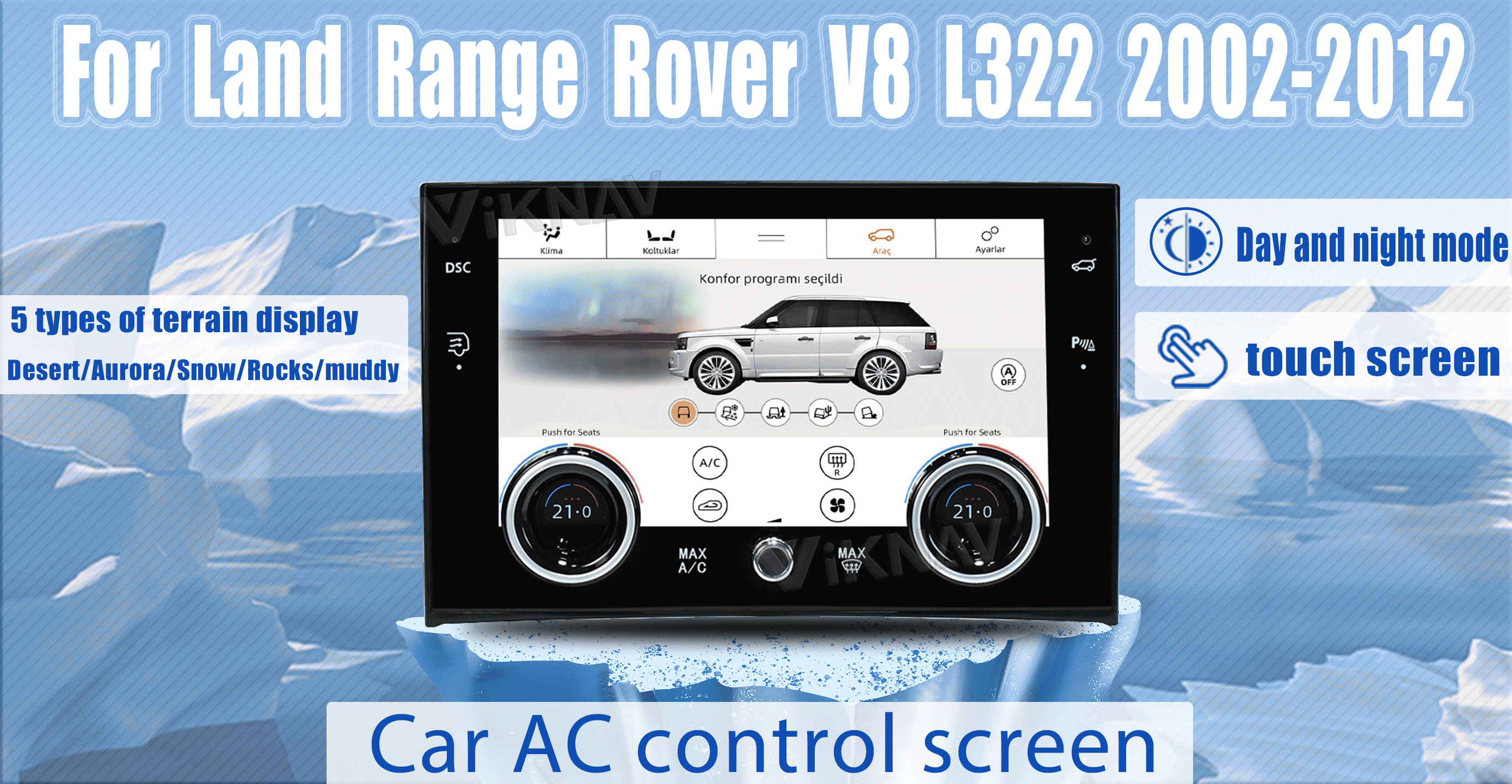 10.4inch AC Panel Display For Land Range Rover Vogue V8 L322 Keep the original functions with Car Air Condition Contrl