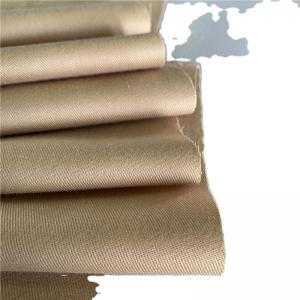 China Soft Peached Khaki 150GSM Polyester Spun Yarn Fabric For Women's Blouses and Uniforms on sale