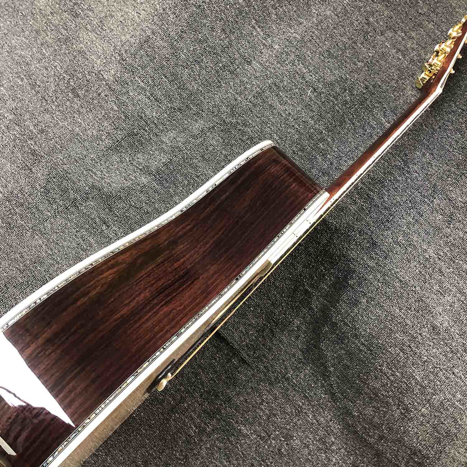 All Solid Wood Retro 41" D Type Acoustic Guitar Abalone Inlay Ebony Fingerboard