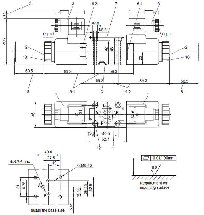 Solenoid Actuation Hydraulic Directional Control Valve Easy Operation Type M SED6 L1X