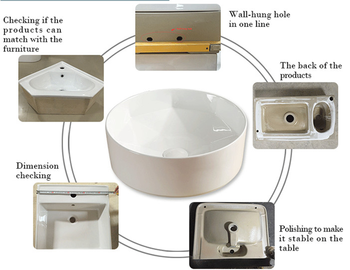 White Color Round Ceramic Thin Side Artistic Basin 430*430*170 mm