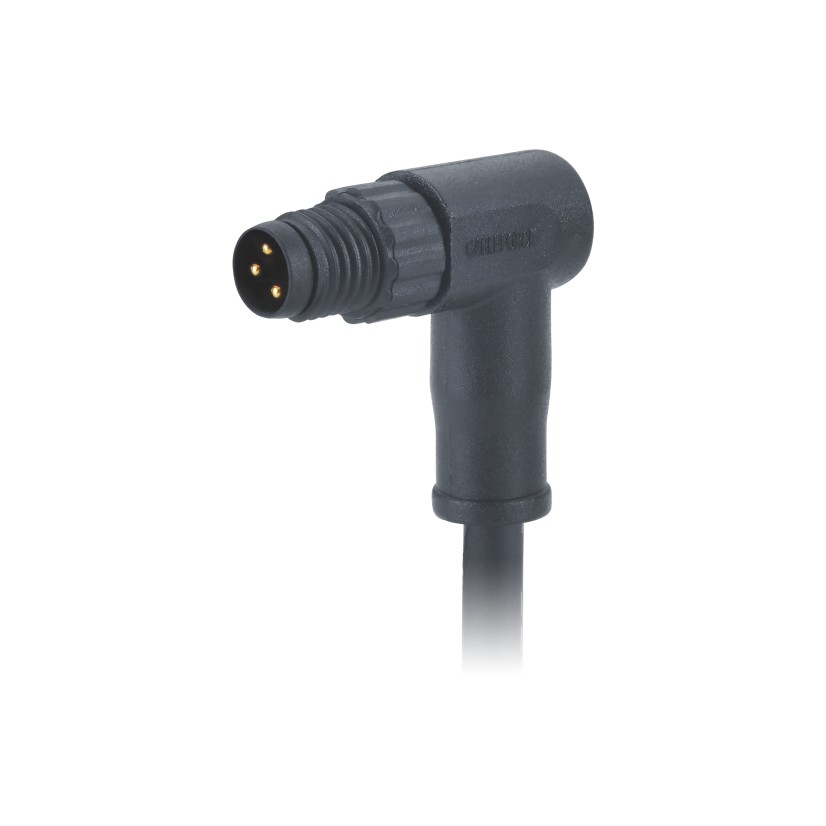 Plastic Screws 3 Pin M8 Circular Connector Molded 0.5m Pvc 3x24awg Unshielded Black Cable