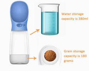 Wholesale 380ml Detachable Portable 2 In 1 Dog Water Bottle Dispenser With Food Storage from china suppliers