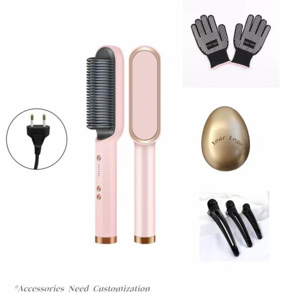 45W Hair Straightener Comb Anti Scald Hair Brush Negative Ion Styling Comb Fast