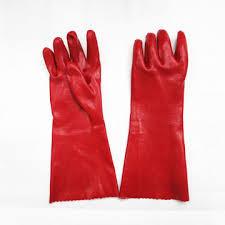 Wholesale Hand Protection Oil Resistant Gloves , Red Color Long Sleeve Work Gloves from china suppliers